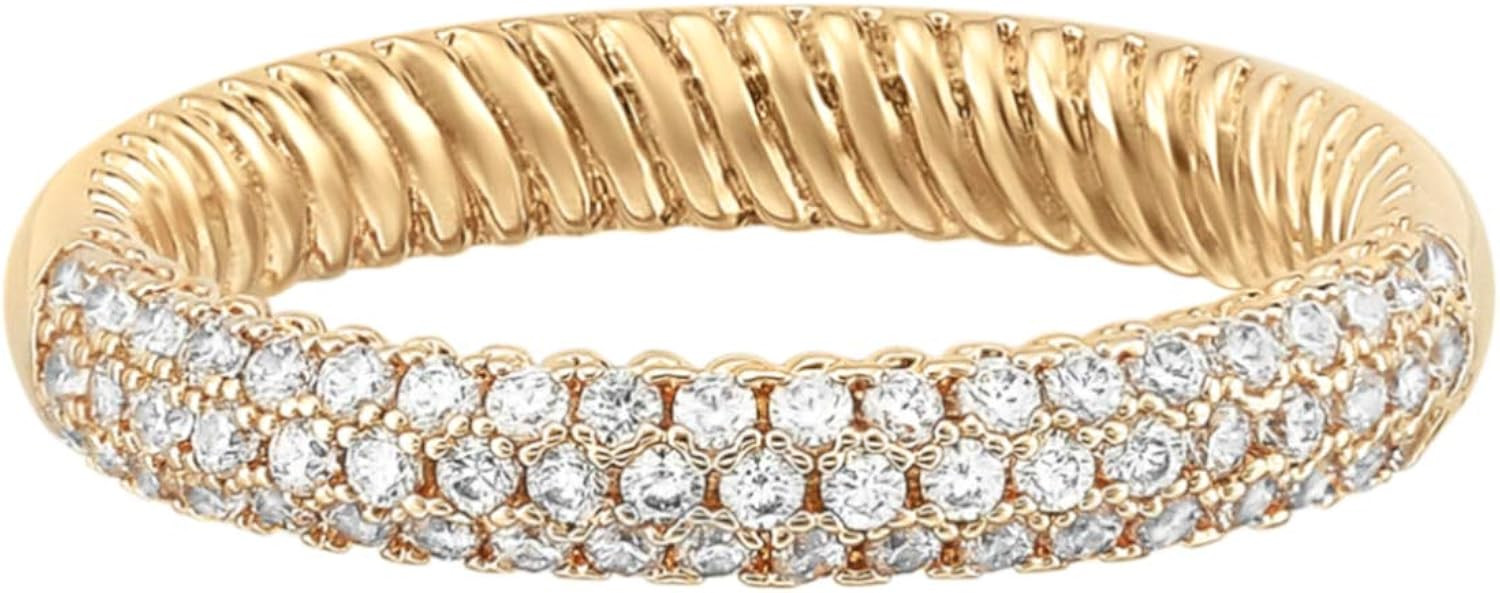 Mytys Stackable Girls Rings 14K Gold Crystal Cable Cocktail Rings Engagement Wedding Ring for Wom... | Amazon (US)