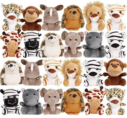 Spoilu Small Stuffed Animals Bulk, 24 Pieces Cute Plushies, 4.5 Inch Mini Forest Animal Plush Toys, Party Favors, Stocking Stuffers for Kids, Valentine's Day Gifts for Kids Classroom | Amazon (US)
