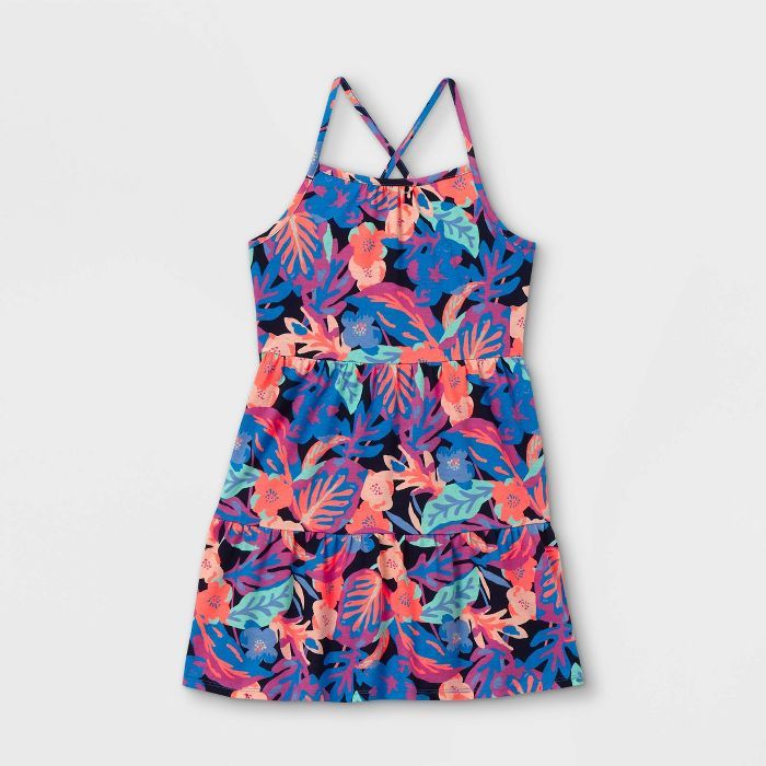 Girls' Printed Tiered Sleeveless Knit Dress - Cat & Jack™ | Target