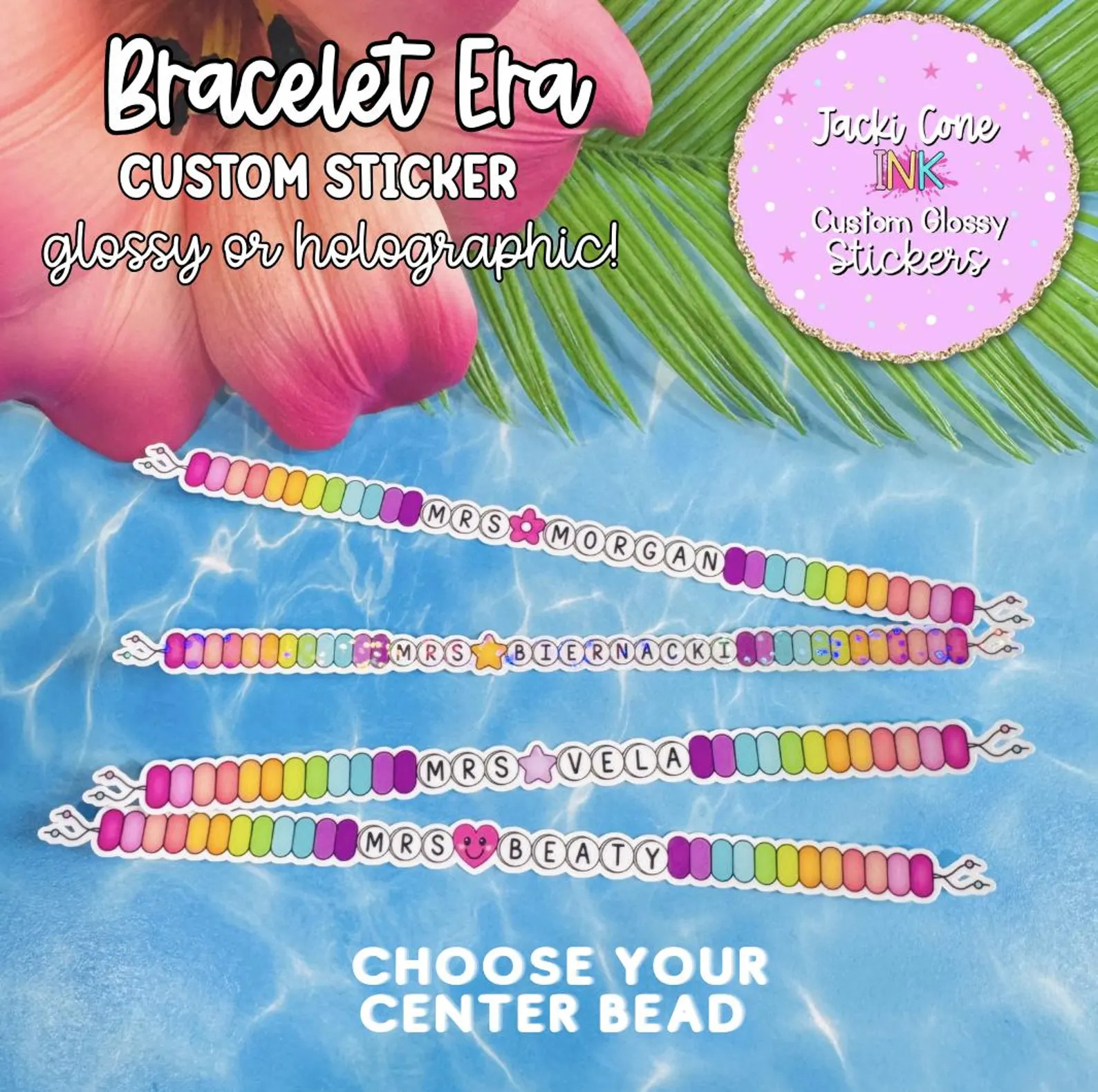 Bracelet Era Custom Name Sticker | Glossy + Holographic Vinyl Sticker | Custom Name Sticker | Per... | Etsy (Global)