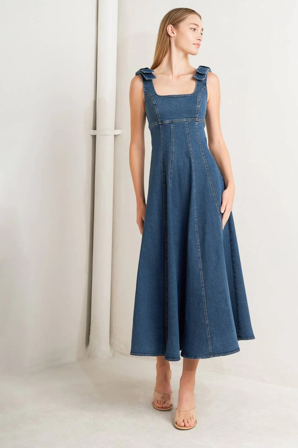 JUST MY TYPE DENIM MIDI DRESS | Lady Black Tie