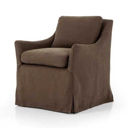 Rosalind Wheeler Brenston Linen Upholstered Back Arm Chair in Brussels Coffee | Wayfair | Wayfair North America