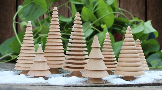 Handmade Set of 4 Wooden Christmas Trees wood Christmas Tree | Etsy | Etsy (US)