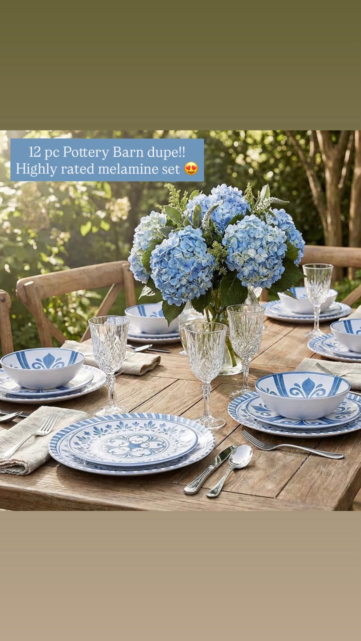 Dreaming of summer tablescapes and this highly rated Pottery Barn dupe 12 piece melamine dinnerware set would be perfect for dining alfresco!! 😍☀️

#LTKSaleAlert #LTKHome
