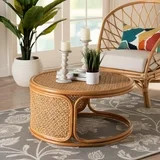 bali & pari Eldon Boho Coffee Table, Handwoven Natural Rattan, Honey | Walmart (US)