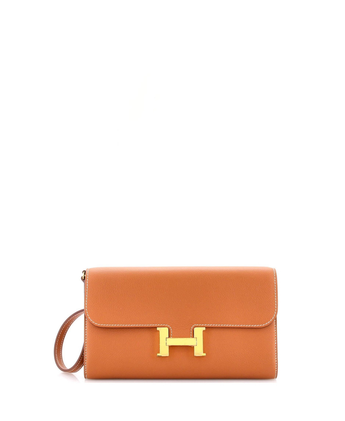 Pre-Owned Hermes Constance To Go Wallet Evercolor - Brown | Macy's