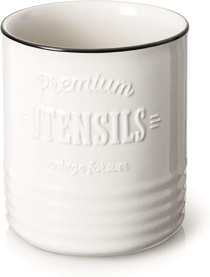 DOWAN Kitchen Utensil Holder for Countertop, 7.2″Large Ceramic Utensil Crock, Vintage Farmhouse... | Amazon (US)