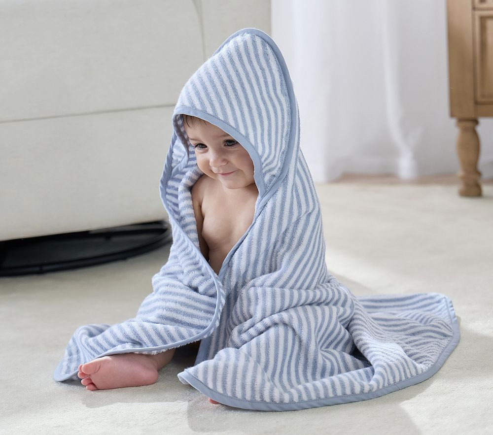 Striped Terry Baby Hooded Towel | Pottery Barn Kids