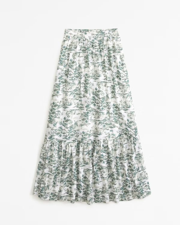 Women's Linen-Blend Tiered Midi Skirt | Women's New Arrivals | Abercrombie.com | Abercrombie & Fitch (US)