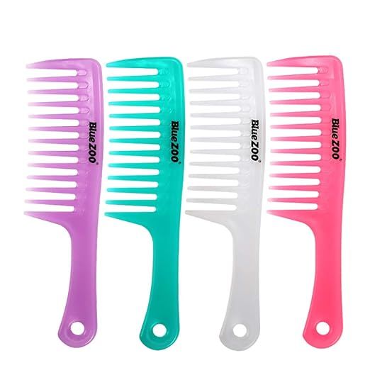 BlueZOO 4 Pieces 9.5 Inches Anti-static Large Tooth Detangle Comb Wide Tooth Hair Comb Salon Sham... | Amazon (US)