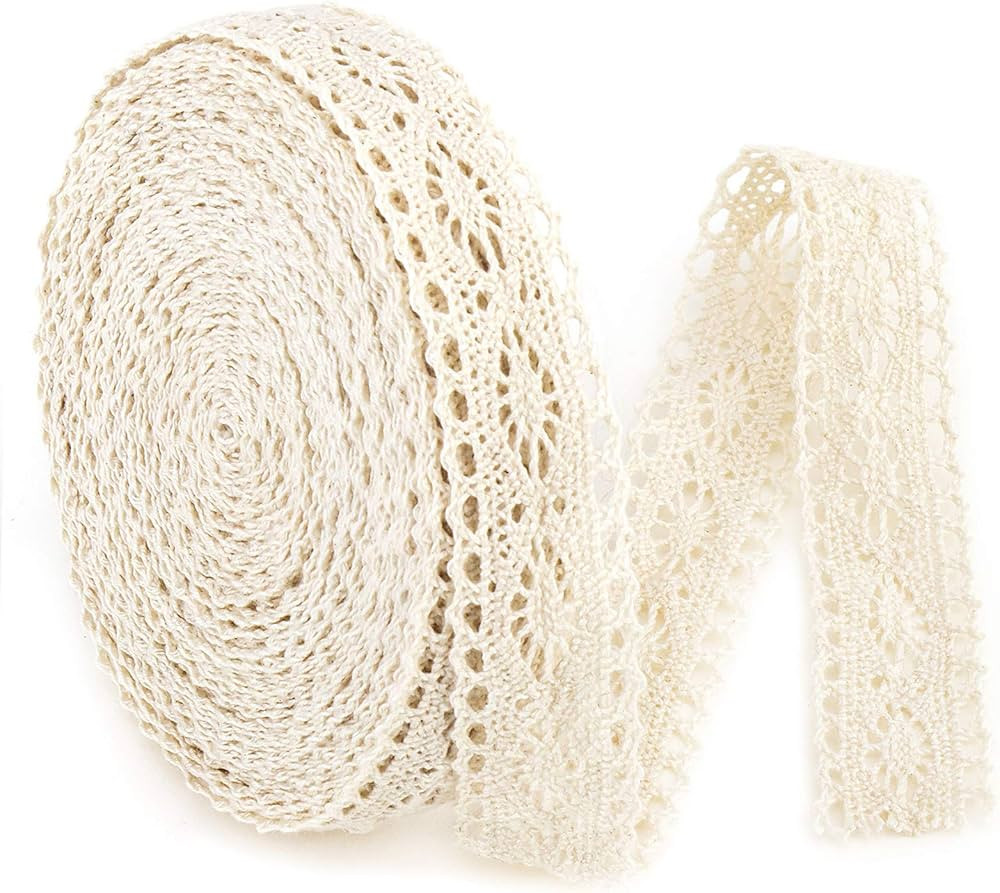 IDONGCAI Cotton Lace Ribbon for Crafts-Sewing Lace Trims-Crochet Lace Ribbon for Sewing 0.9'' Wid... | Amazon (US)