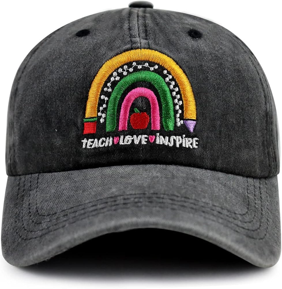 Teach Love Inspire Baseball Cap for Men Women Teachers, Funny Teacher Gift, Adjustable Cotton Embroi | Amazon (US)