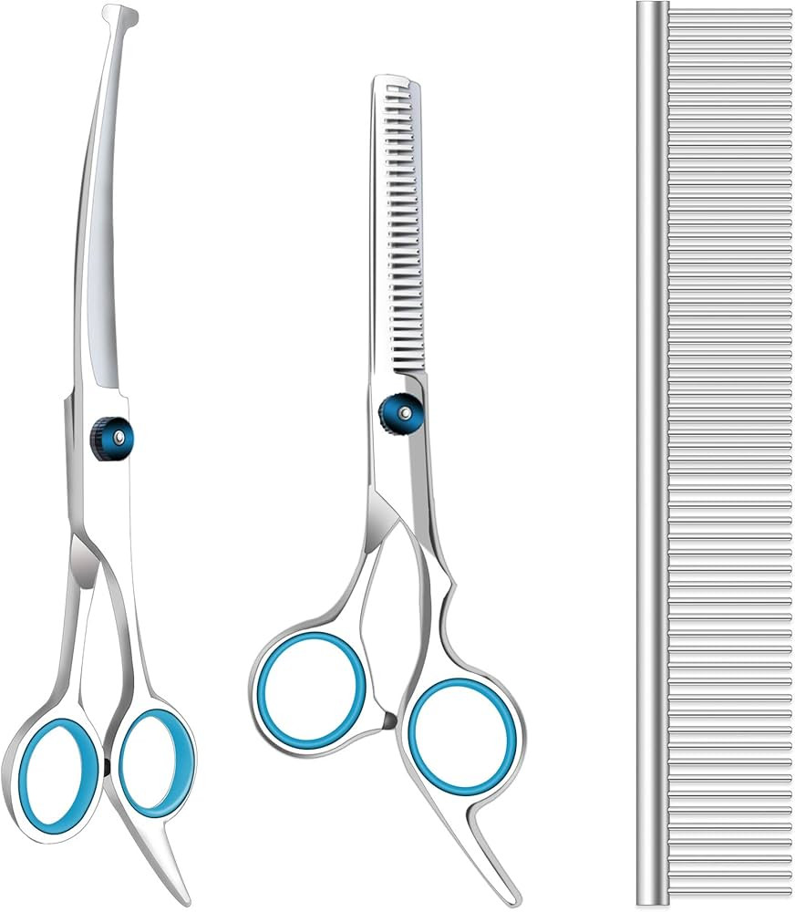 Maxshop Dog Grooming Scissors with Safety Round Tips, Heavy Duty Titanium Pet Grooming Trimmer Ki... | Amazon (US)