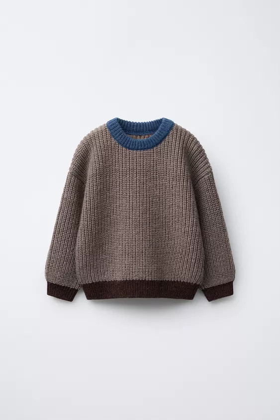 CONTRAST TRIM CHUNKY KNIT SWEATER | Zara US
