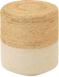 · REDEARTH · Cylindrical Pouf Foot Stool Ottoman -Jute Braided Accent Chair Footrest for The Li... | Amazon (US)