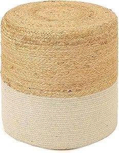 · REDEARTH · Cylindrical Pouf Foot Stool Ottoman -Jute Braided Accent Chair Footrest for The Li... | Amazon (US)