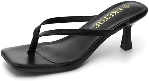 Kitten Heels for Women Square Toe Sandals Flip Flop Heels Thong Sandals Comfortable Summer 2 Inch... | Amazon (US)