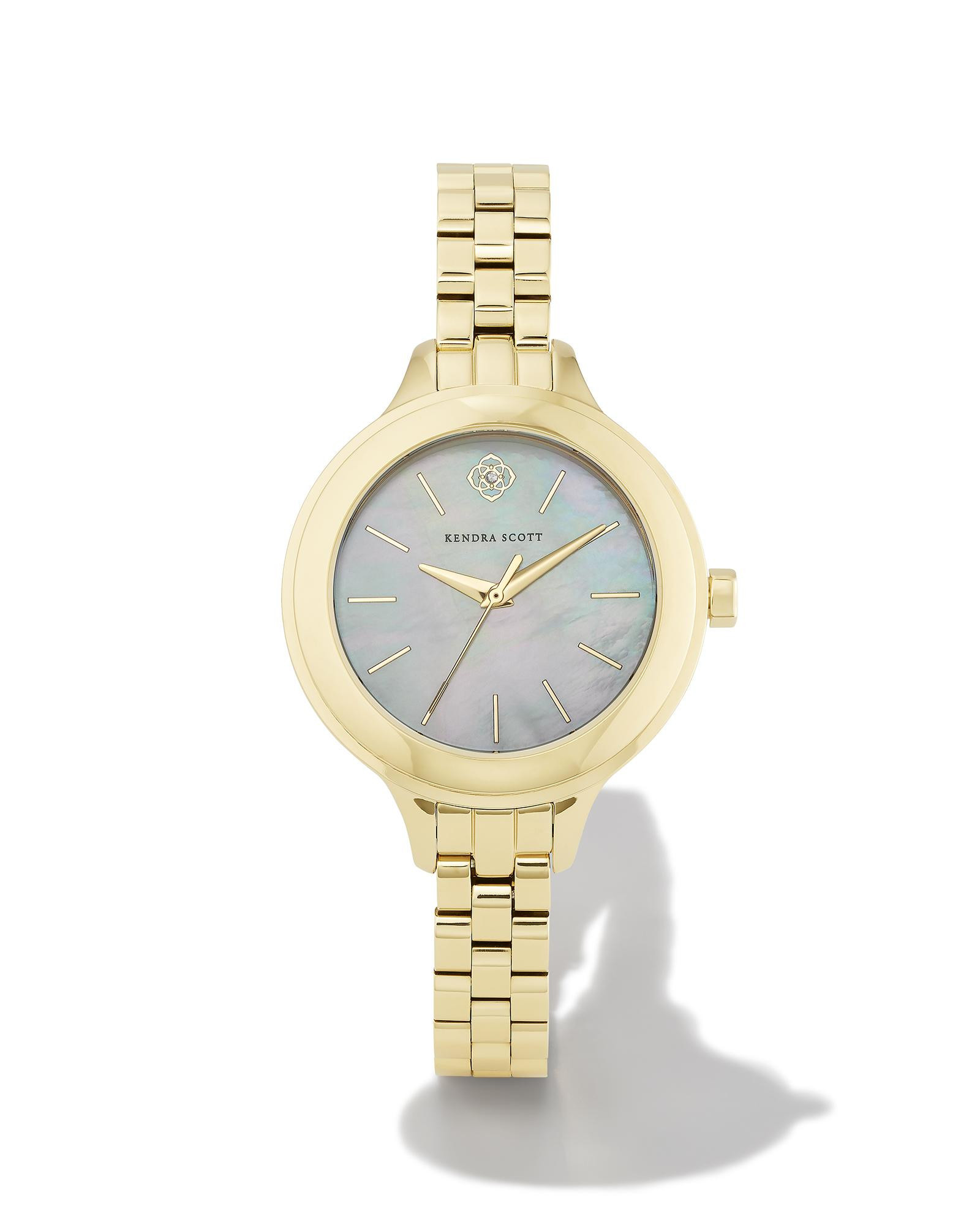 Kendra Scott Alex Gold Tone Stainless Steel 35mm Narrow Watch in Ivory Mother-of-Pearl | Mother Of Pearl | Kendra Scott