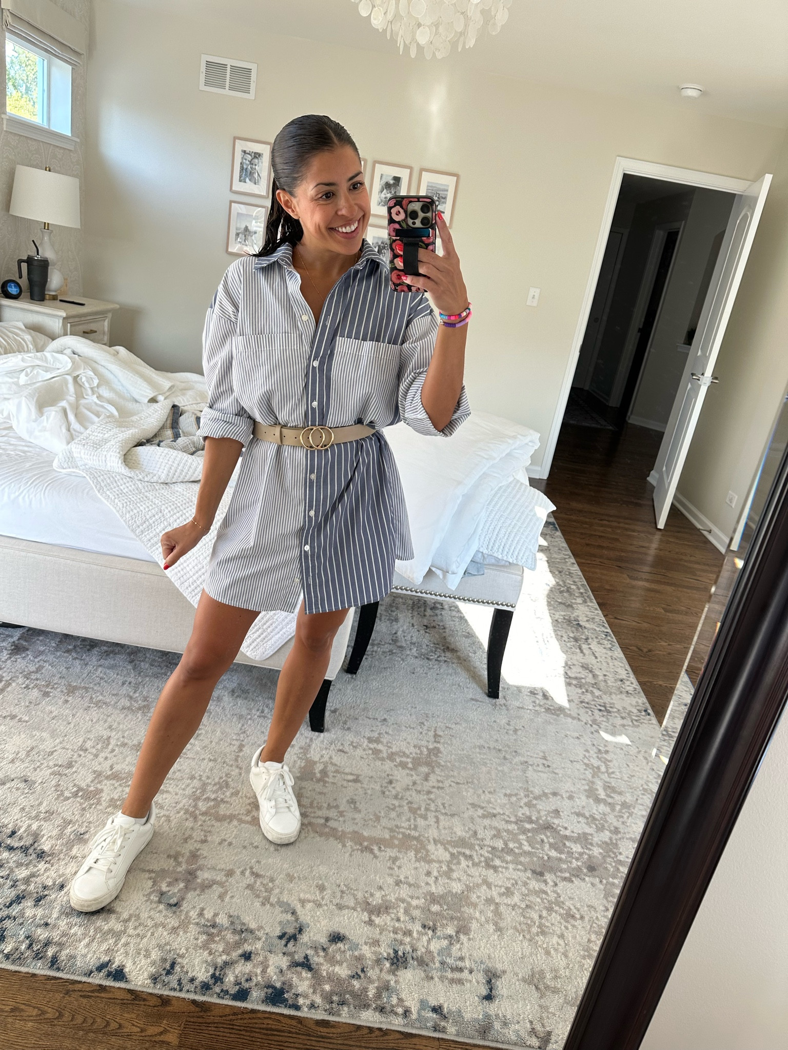 A shirt dress is perfect for the transition to fall!