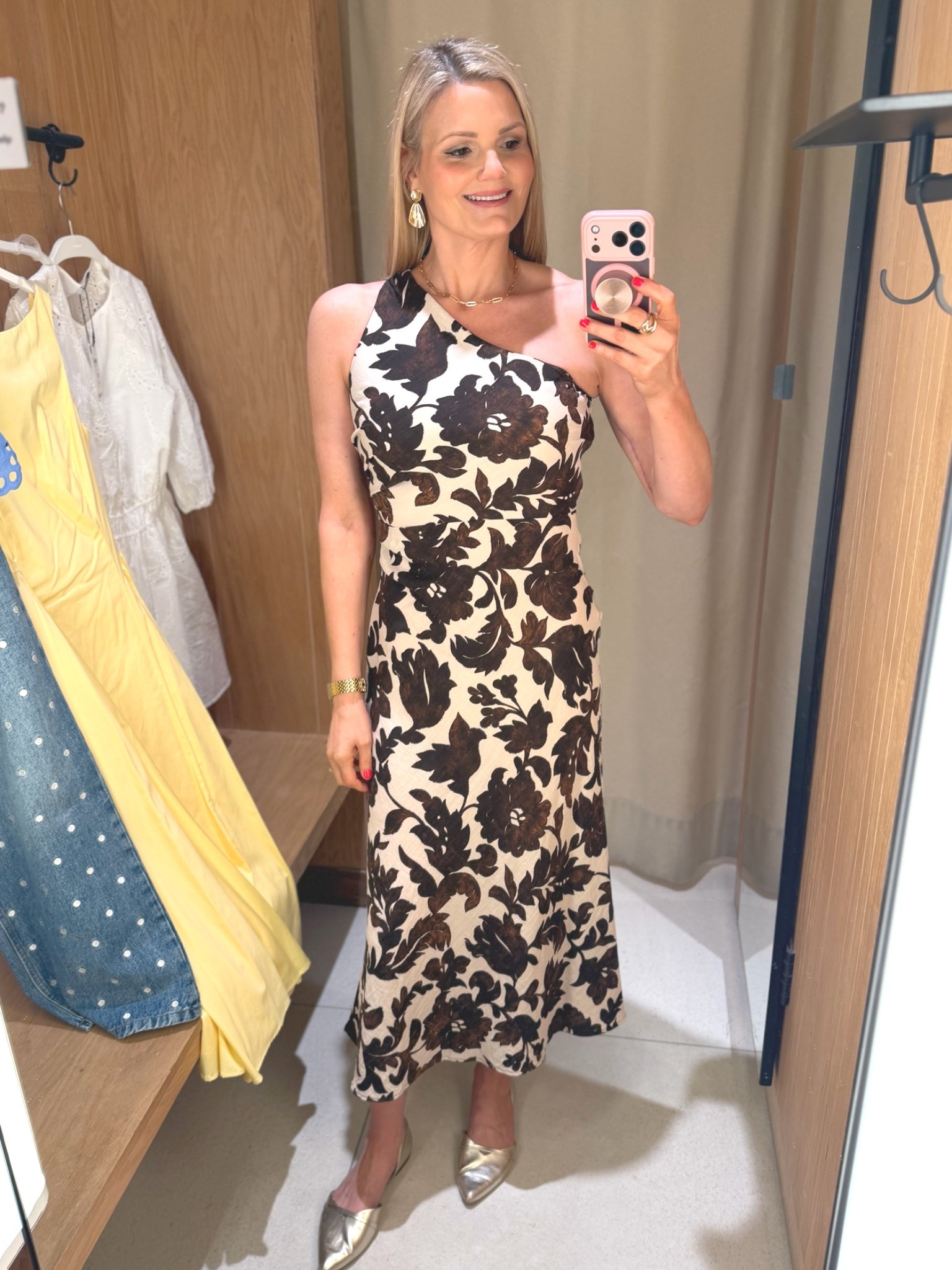 Brown floral one-shoulder dress. Wearing size small.

#LTKootd #LTKTall #LTKTravel