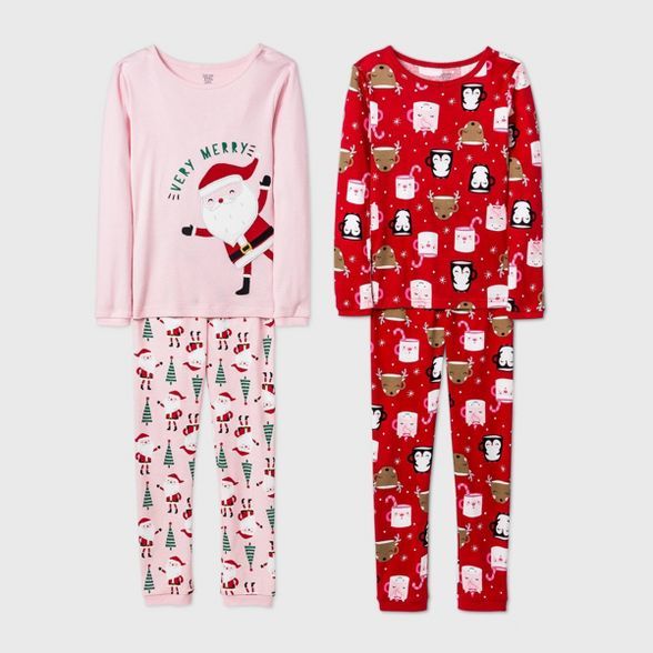 Girls' 4pc Santa Print Pajama Set - Just One You® made by carter's | Target