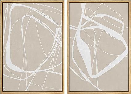 SIGNWIN Framed Canvas Print Wall Art Set Mid-Century Geometric Ring Pattern Abstract Shapes Cozy ... | Amazon (US)
