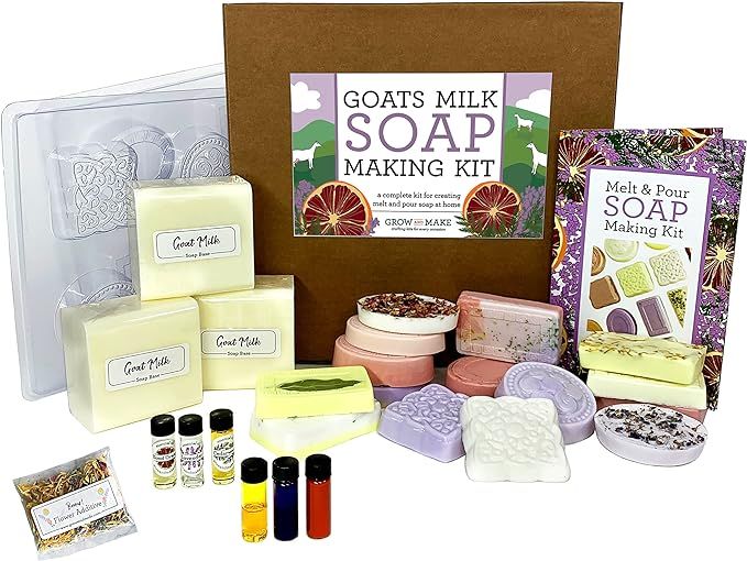 Grow and Make DIY Deluxe Goat Milk Soap Making Kit - Learn How to Make Your own soap at Home! | Amazon (US)