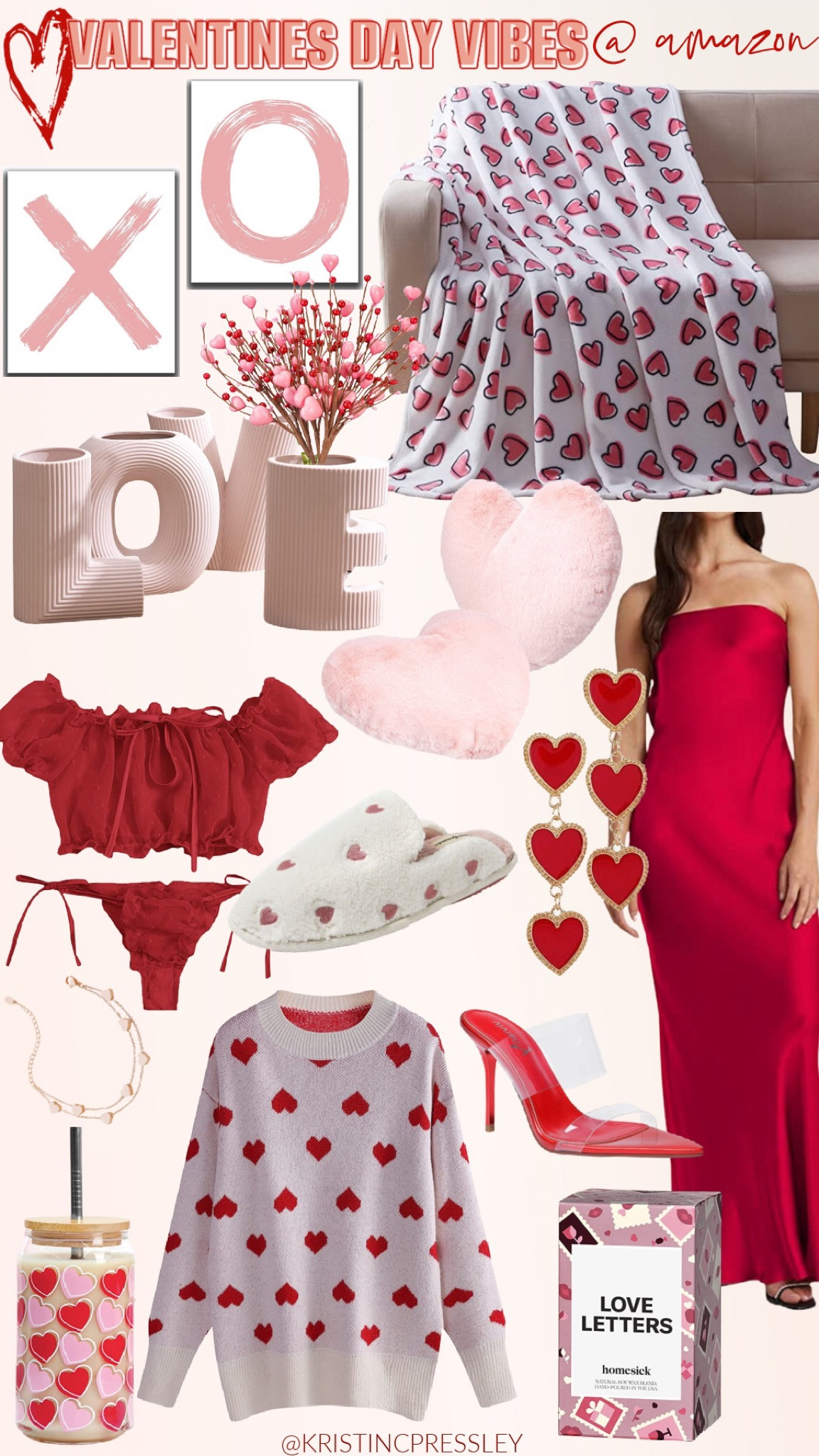 Valentine’s Day vibes from Amazon. Valentine’s Day decor. Valentine’s Day outfit. Date night outfit. Heart sweater. Heart throw blanket. Heart earrings. Heart slipper. Valentine’s Day throw pillow. Red heels. Red lingerie. Sexy Valentine’s Day. Comfy Valentine’s Day. 

#LTKhome #LTKunder100 #LTKSeasonal