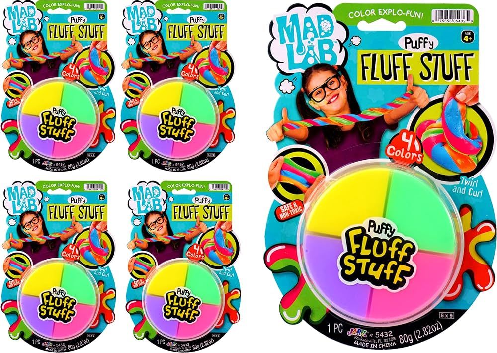 JA-RU Rainbow Fluffy Slime Putty Kit (4 Slime Pack) Non-Sticky Silly Glossy Slime for Kids & Adul... | Amazon (US)