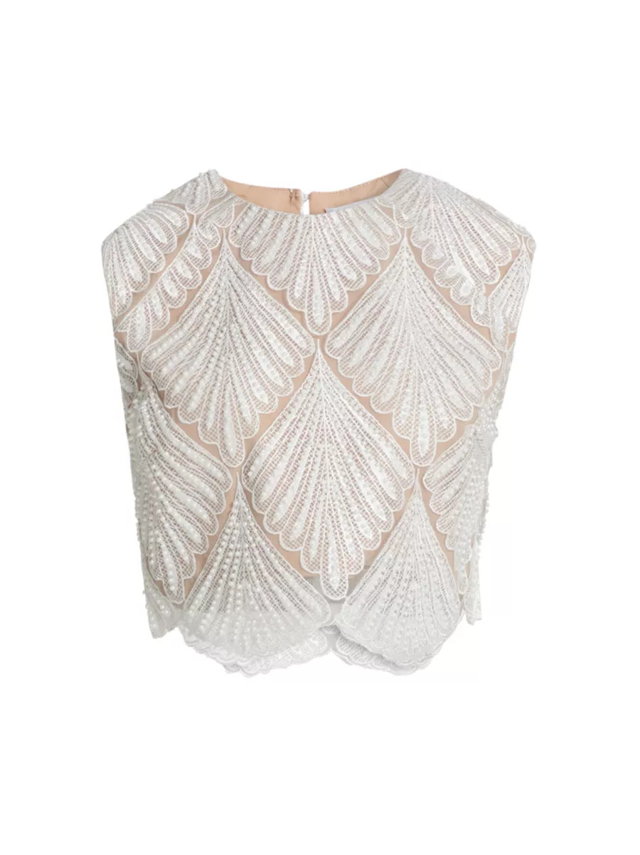 ElliattHarper Scalloped Lace Crop Top | Saks Fifth Avenue