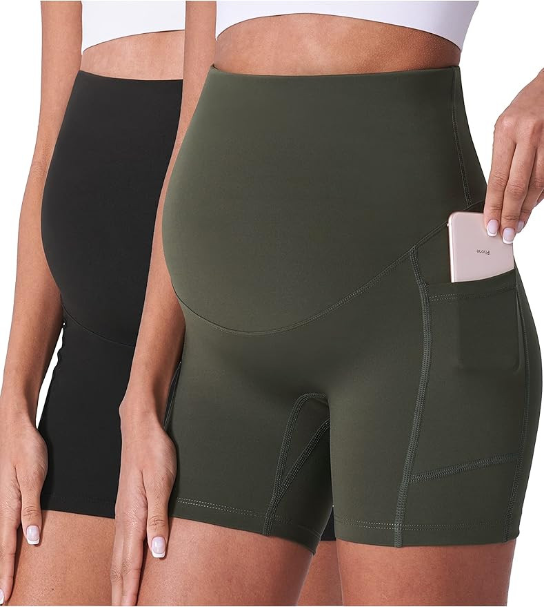 POSHDIVAH Maternity Shorts for Women Over Belly Biker Workout Yoga Active Summer Pregnancy Runnin... | Amazon (US)