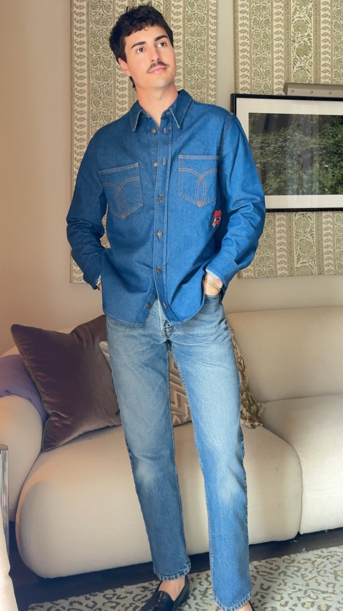 Men’s Canadian tuxedo outfit with Fiorucci denim shirt, vintage Levi jeans, and black loafers 

#LTKMens #LTKFindsUnder100 #LTKSaleAlert