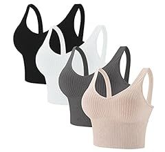 Eleplus 4 Pieces Comfy Cami Bra for Women Crop Top Yoga Bralette Longline Padded Lounge Bra Pack of  | Amazon (US)