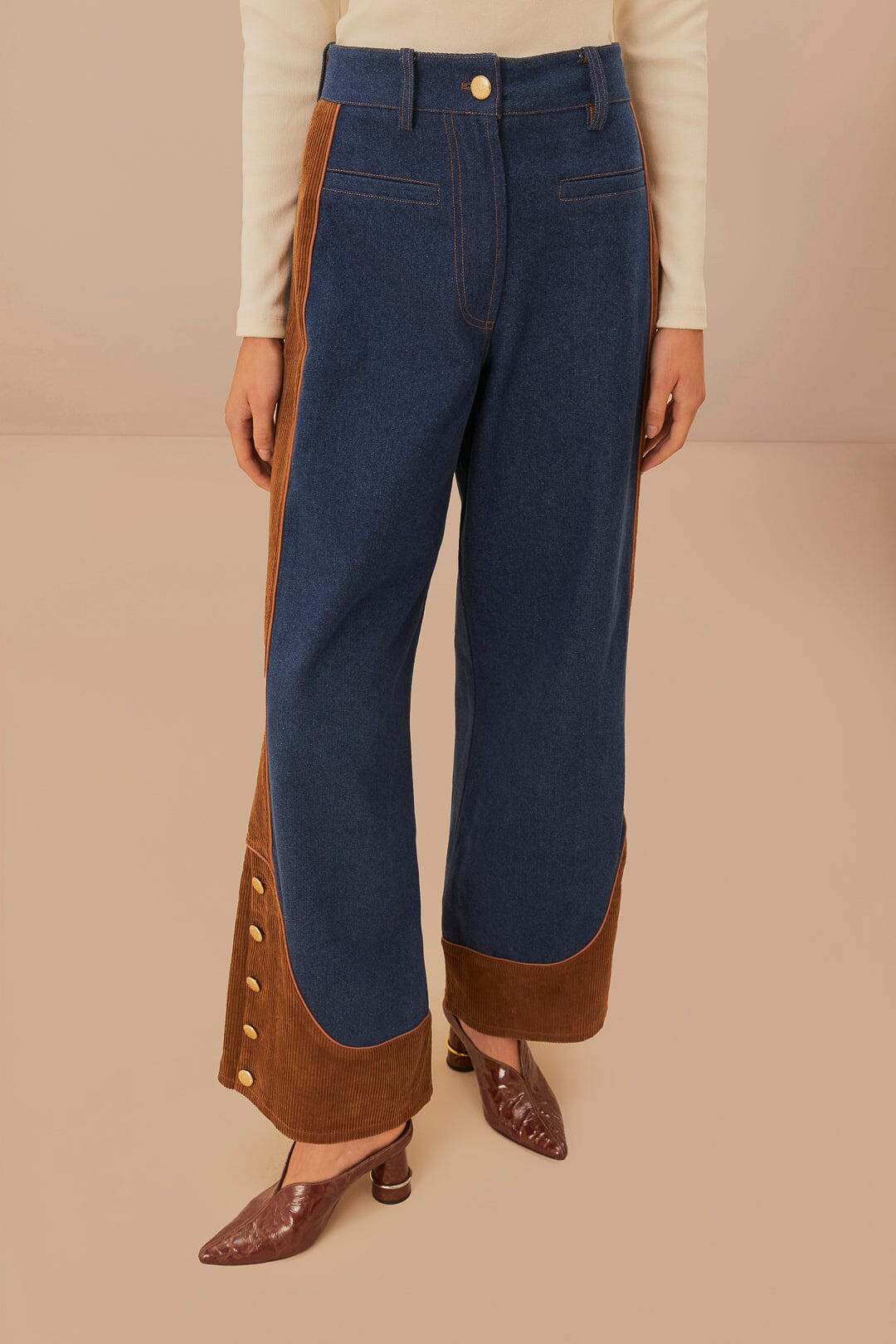 Western Denim Wide Pants Low Waisted | FarmRio (US)