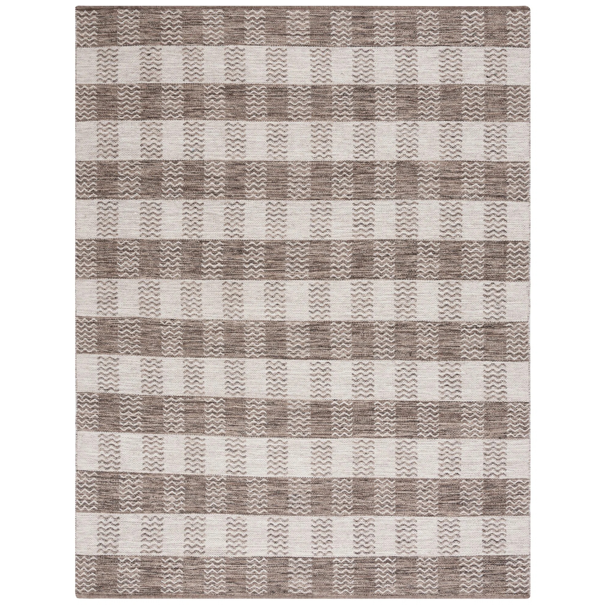 Vacaville Hand Woven Wool/Cotton Plaid Rug in Light Grey/Brown | Wayfair North America