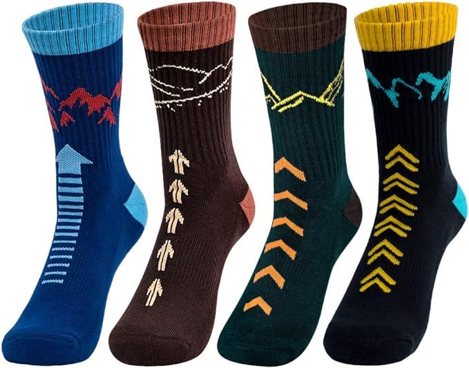 Time May Tell Mens Hiking Socks Moisture Wicking Cushion Crew Socks for Terkking,Outdoor Sports,P... | Amazon (US)