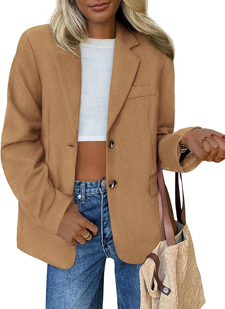 PRETTYGARDEN Blazers for Women Business Casual 2025 Fall Fashion Dressy Oversized Faux Suede Suit... | Amazon (US)