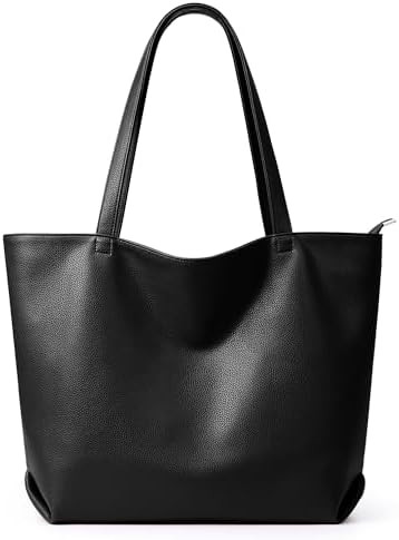 WLLWOO Soft Vegan Leather Tote Bag for Women Large Casual Hobo Handbags Zipper Shoulder Work Dail... | Amazon (US)