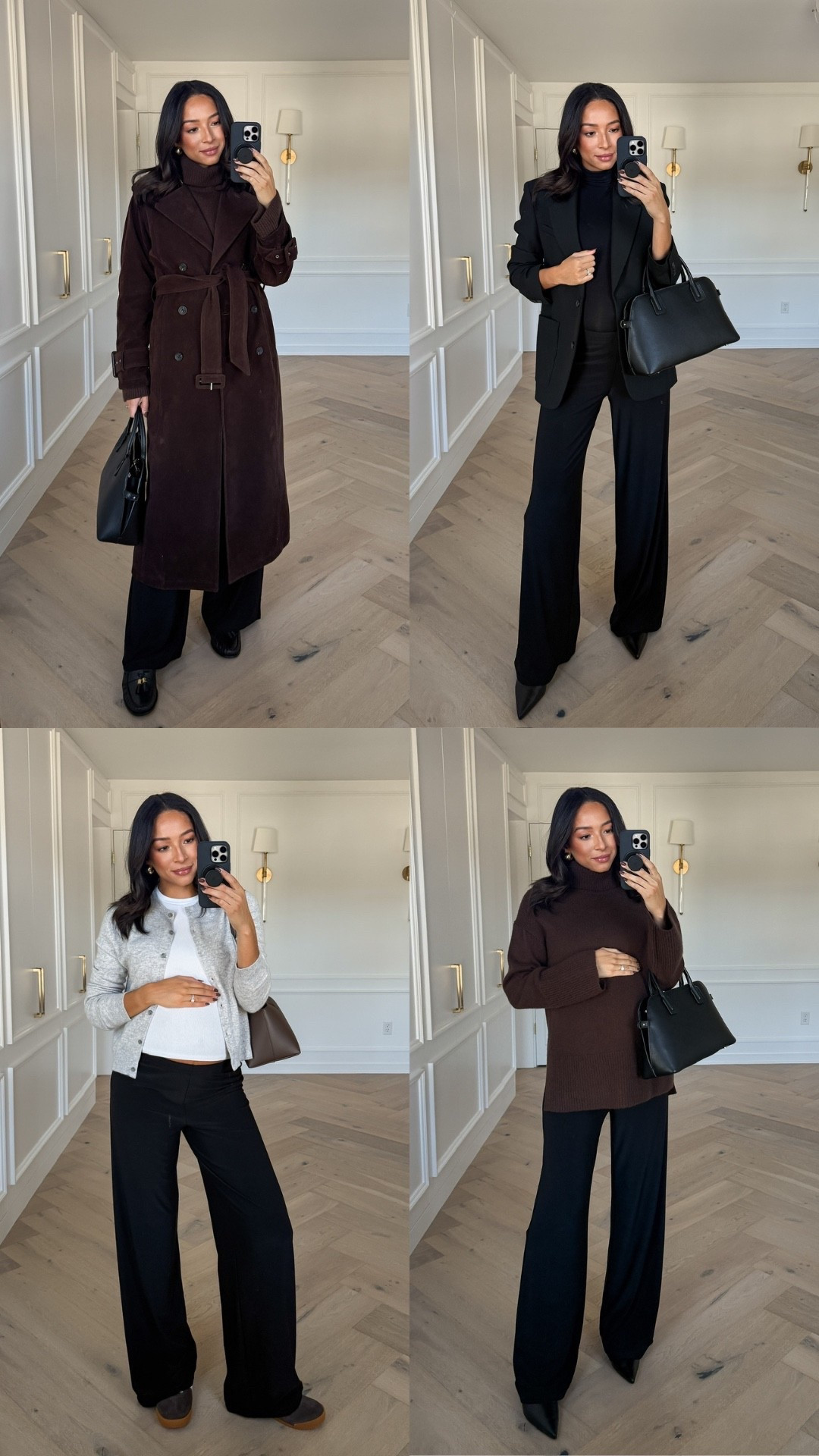 How to Style: Wide Leg Pants 🥰 Sizing details below 👇🏽

Wide leg pants - M 
Brown turtleneck sweater- S
Suede trench coat - S
Black turtleneck - S
Black blazer - S
White long sleeve - S
Grey cardigan - S 

Fall capsule wardrobe
Closet staples
Closet essentials 
Fall fashion
Fall outfit 
Fall trends
Capsule wardrobe

#LTKStyleTip #LTKSeasonal #LTKBump