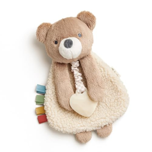 Itzy Ritzy - Itzy Lovey Including Teether - Baby Lovey with Teether, Textured Ribbons & Dangle Arms - Features Crinkle Sound, Sherpa Fabric and Minky Plush (Bear) | Amazon (US)