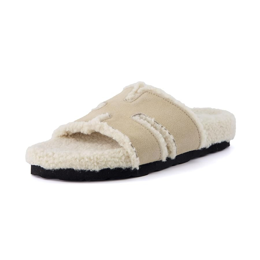 CUSHIONAIRE Cuddle Fur Slippers for Women Faux Shearling Slide Sandal +Memory Foam, Wide Widths A... | Amazon (US)