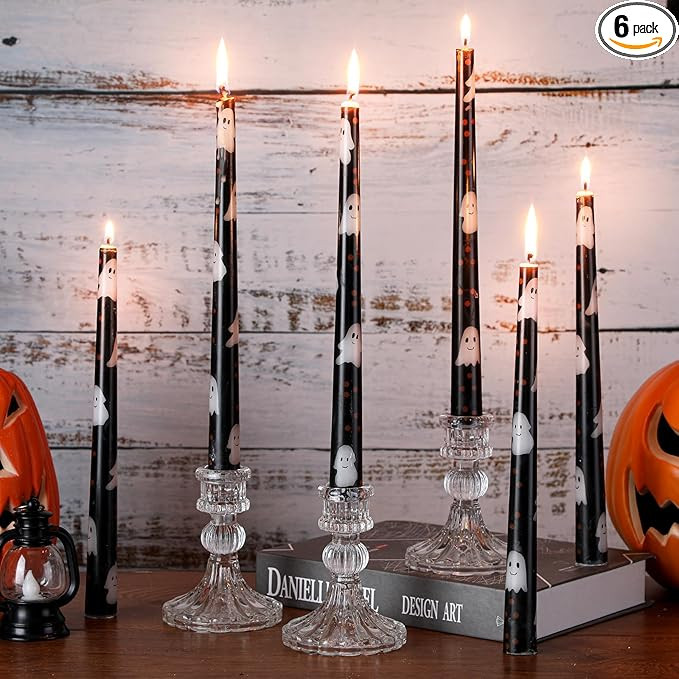 6 Pcs Taper Candles 9.8" Unscented Taper Candles Prints Dinner Table Home Decorations for Thanksg... | Amazon (US)