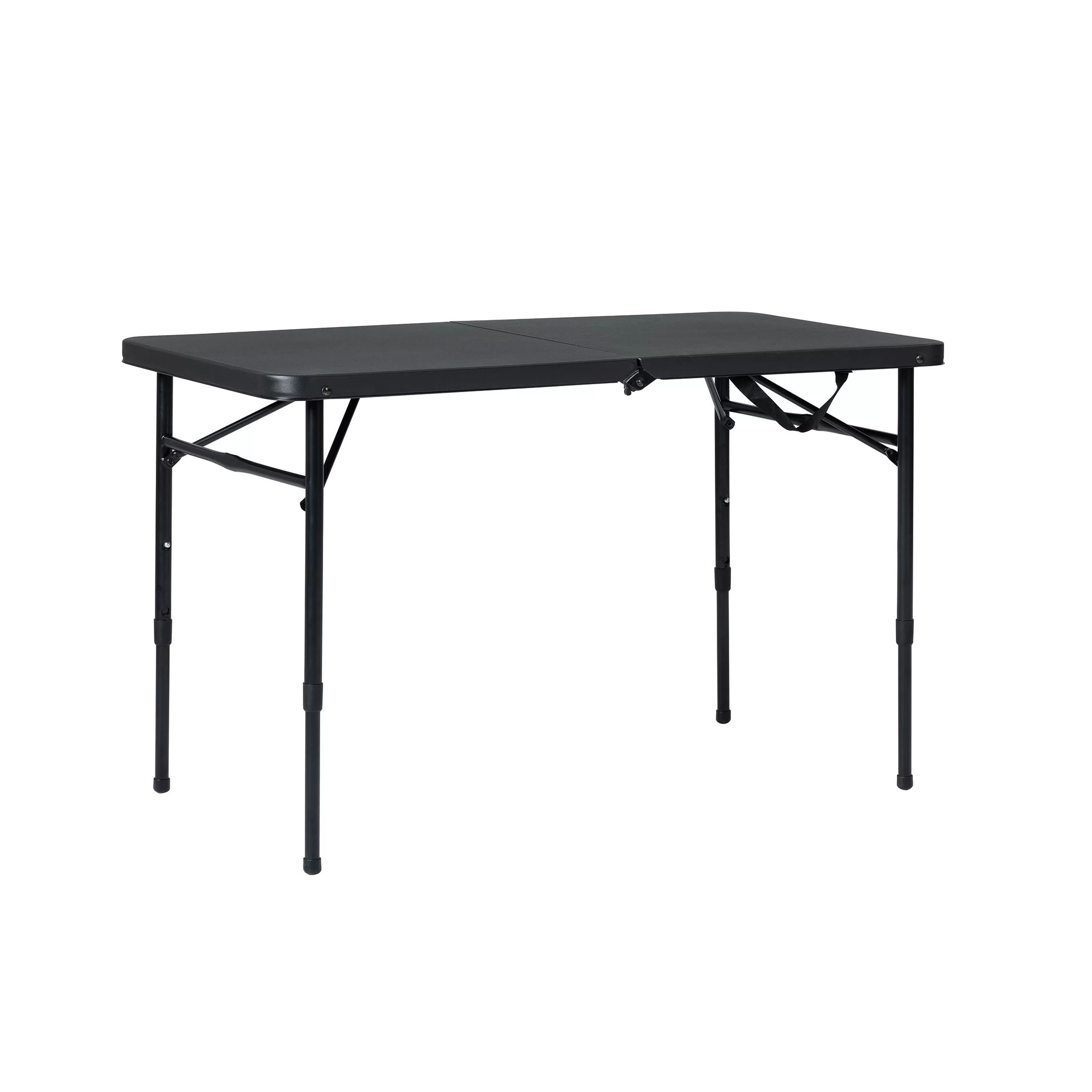 Mainstays 40"L x 20"W Plastic Adjustable Height Fold-in-Half Folding Table, Rich Black | Walmart (US)