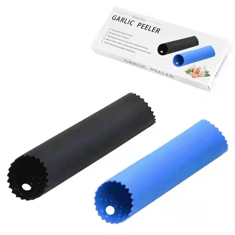 2 Set Silicone Garlic Peeler Easy Roller Tube Useful Garlic Odorfree Kitchen Tool (Black,Blue) | Amazon (US)