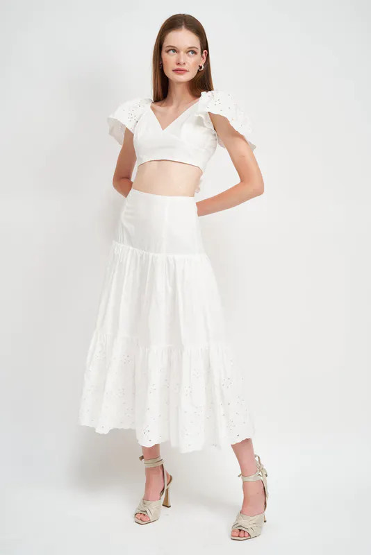 En Saison Jasmine Midi Skirt - White - L | Verishop