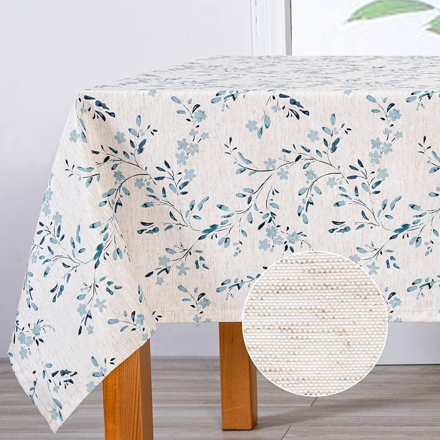 MYSKY HOME Rectangle Table Cloth 60x84 Inch - Spring Summer Floral Tablecloth, Waterproof Linen F... | Amazon (US)