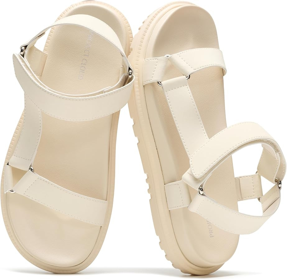Project Cloud Sandals for Women - Eco Crafted Upper Womens Sandals with Adjustable Straps - Plush... | Amazon (US)