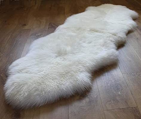 Large Sheepskin Rug Double Pelt - Real Sheep Fur Area Rug 2x6 by A-STAR (TM) (Natural White) | Amazon (US)