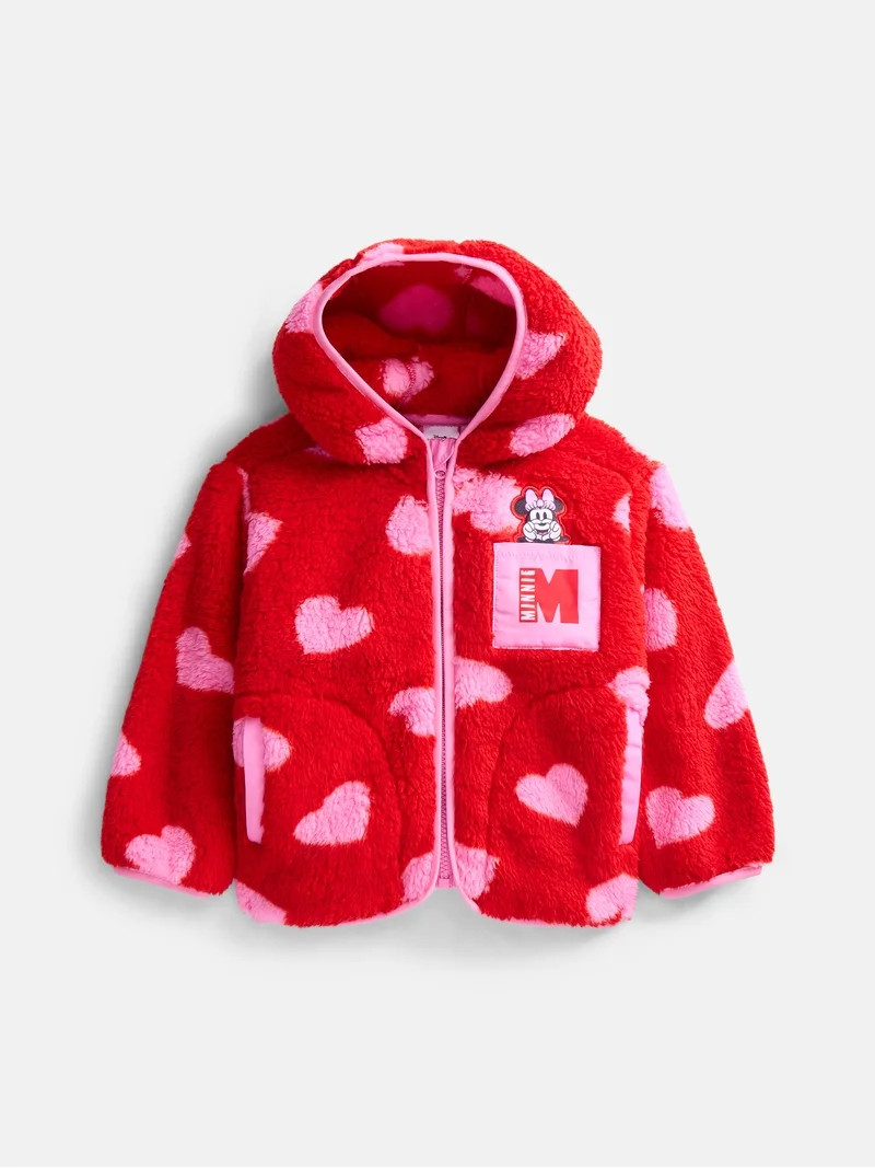 Minnie Mouse Toddler Girls Fleece Full Zip Hooded Jacket, Sizes 12M-5T | Walmart (US)