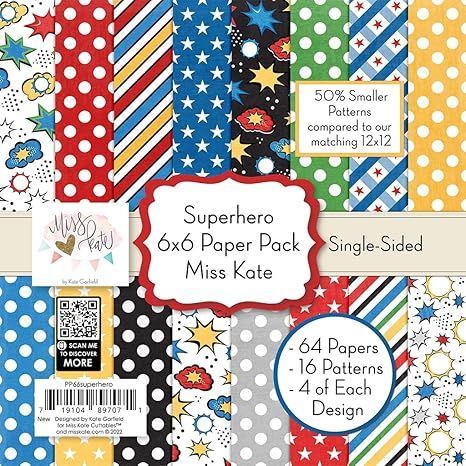 6x6 Pattern Paper Pack – Superhero - for Summer Scrapbook Premium Specialty Paper Single-Sided ... | Amazon (US)